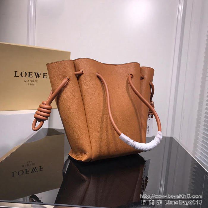 LOEWE羅意威 原版軟皮 最新Flamenco Knot系列 抽繩荔枝紋購物袋 手提肩背包 3041  jdl1109